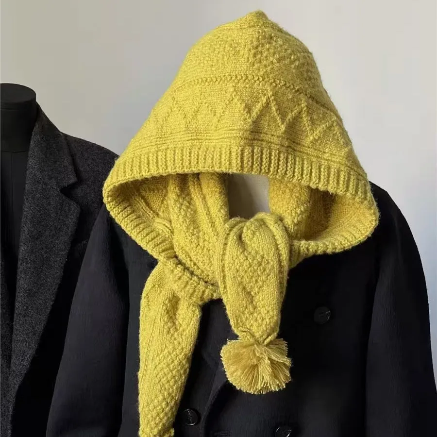 Balaclava Hat Scarf Set Warm Knit Beanie for Women Winter Ear Protection Cap Accessory Product