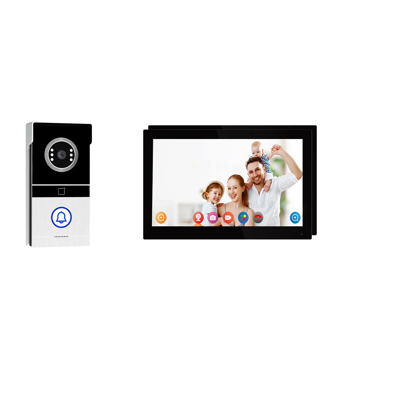 

Tuya 1-дверной звонок, 2-комнатный монитор, Wi-Fi, видеодомофон, 7-дюймовый HD-дисплей с ночным видением, IP65, водонепроницаемый входной дверь