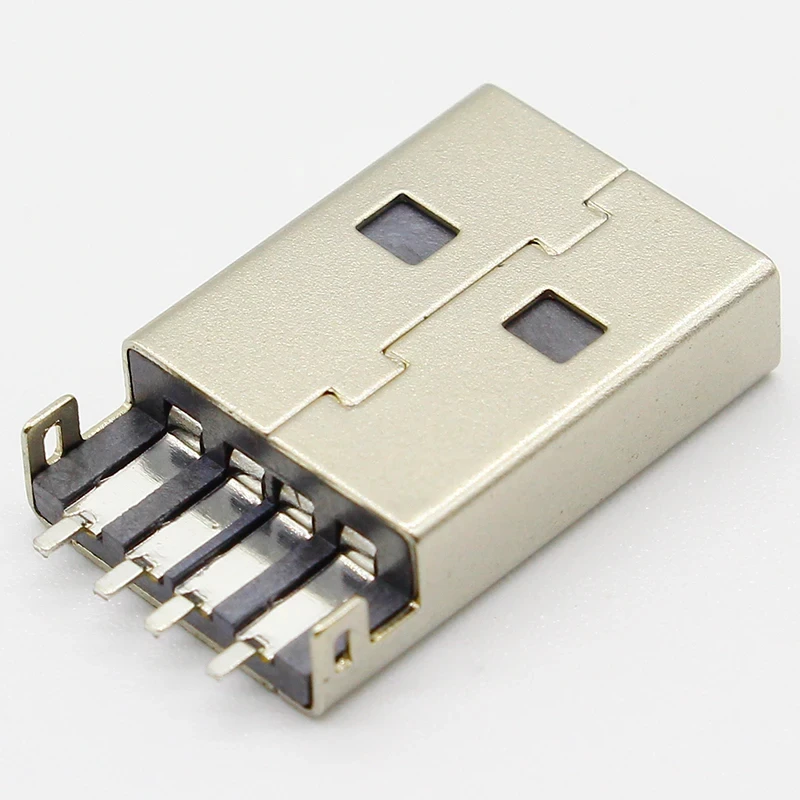 10pcs/lot USB Data Interface 2.0 4Pin A Type USB Male Head Sinking Board Patch Plug Socket Soldering Wire