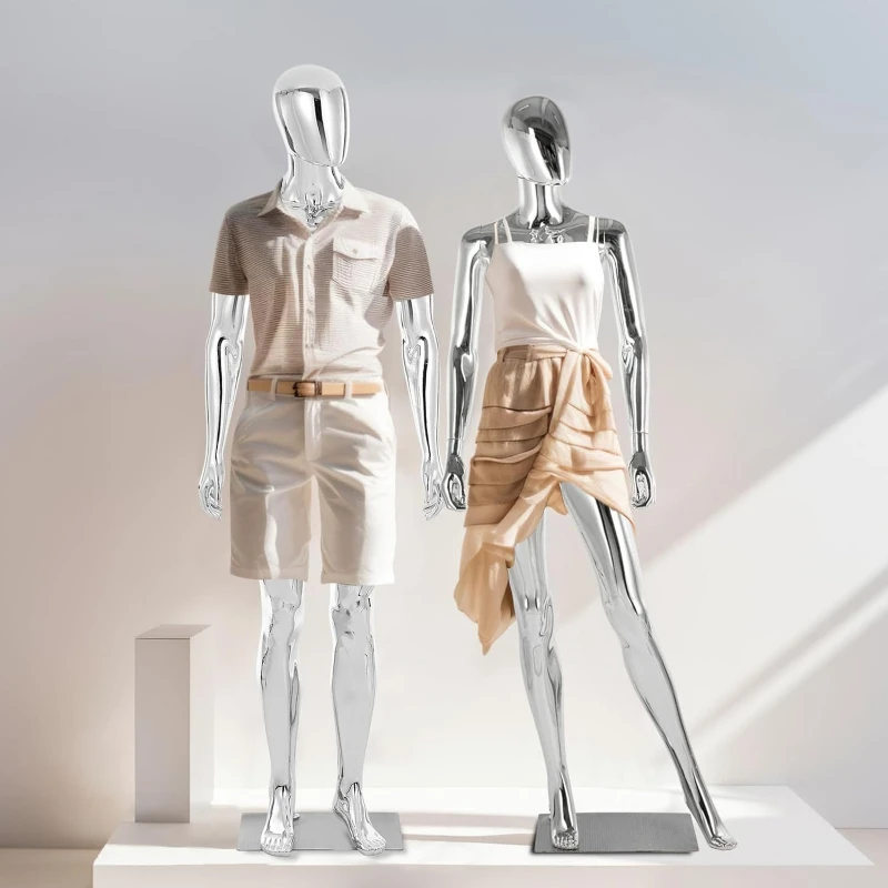 

Electroplating full body model props fashionable silver women's wedding dress shop adult clothing display fake human body