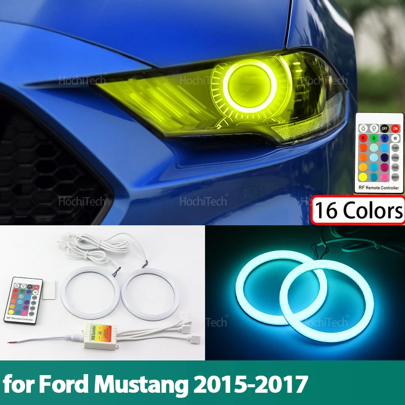 

Высокое качество, 16 цветов, ультра яркий RGB хлопок, комплект ангельских глаз, кольцо с дистанционным управлением для Ford Mustang 2015-2017, автомобильные аксессуары