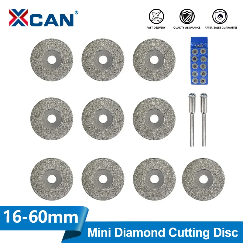 XCAN 12pcs 16-60mm Diamond Cutting Disc Cut Off Rotary Tool Disk Mini Circular Saw Blade For Wood Stone Plastic Glass Ceramic