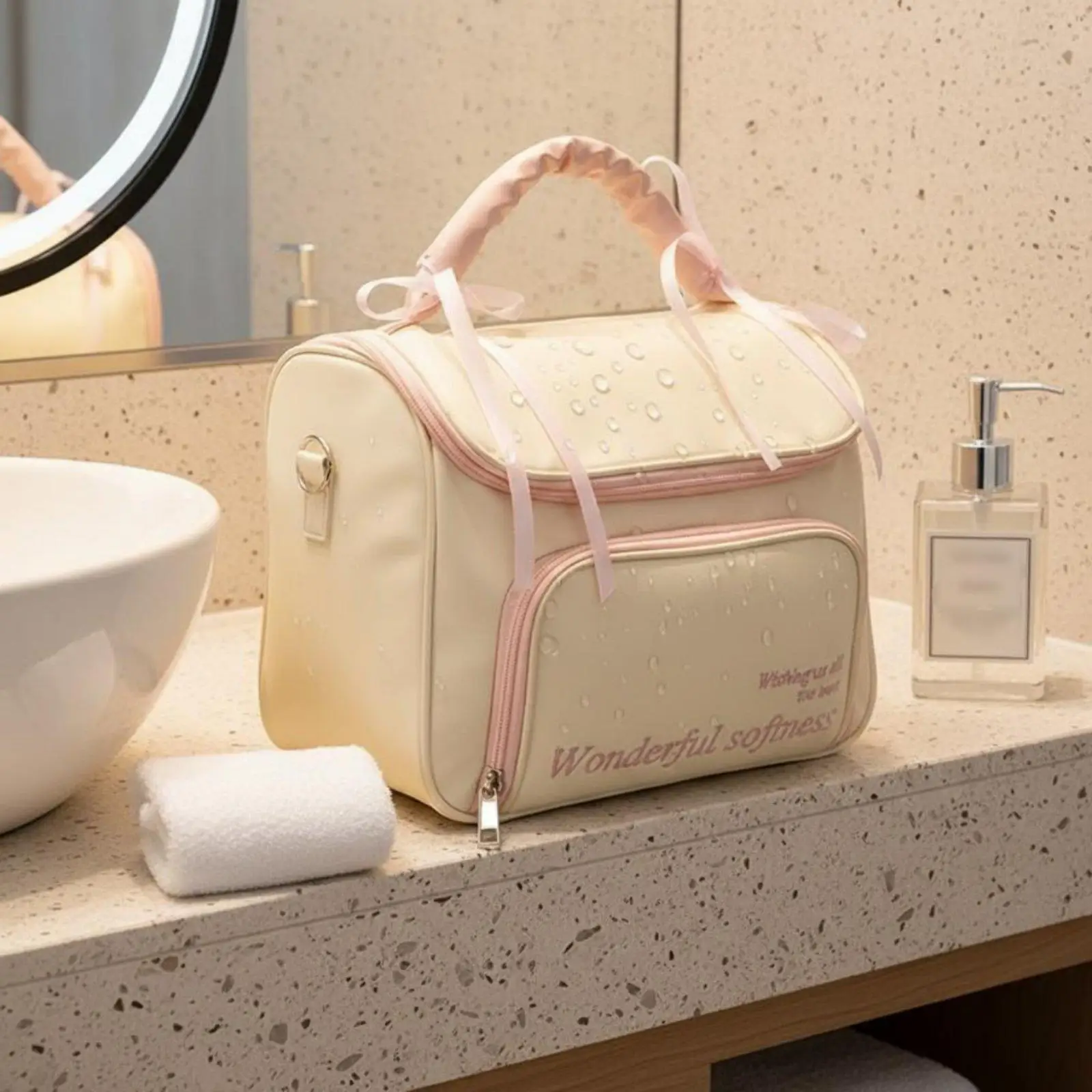 Women Makeup Pouch Multifunction Cosmetic Bag Large Capacity PU Leather Makeup Organizer Travel Toiletry Case for Weekend Trips