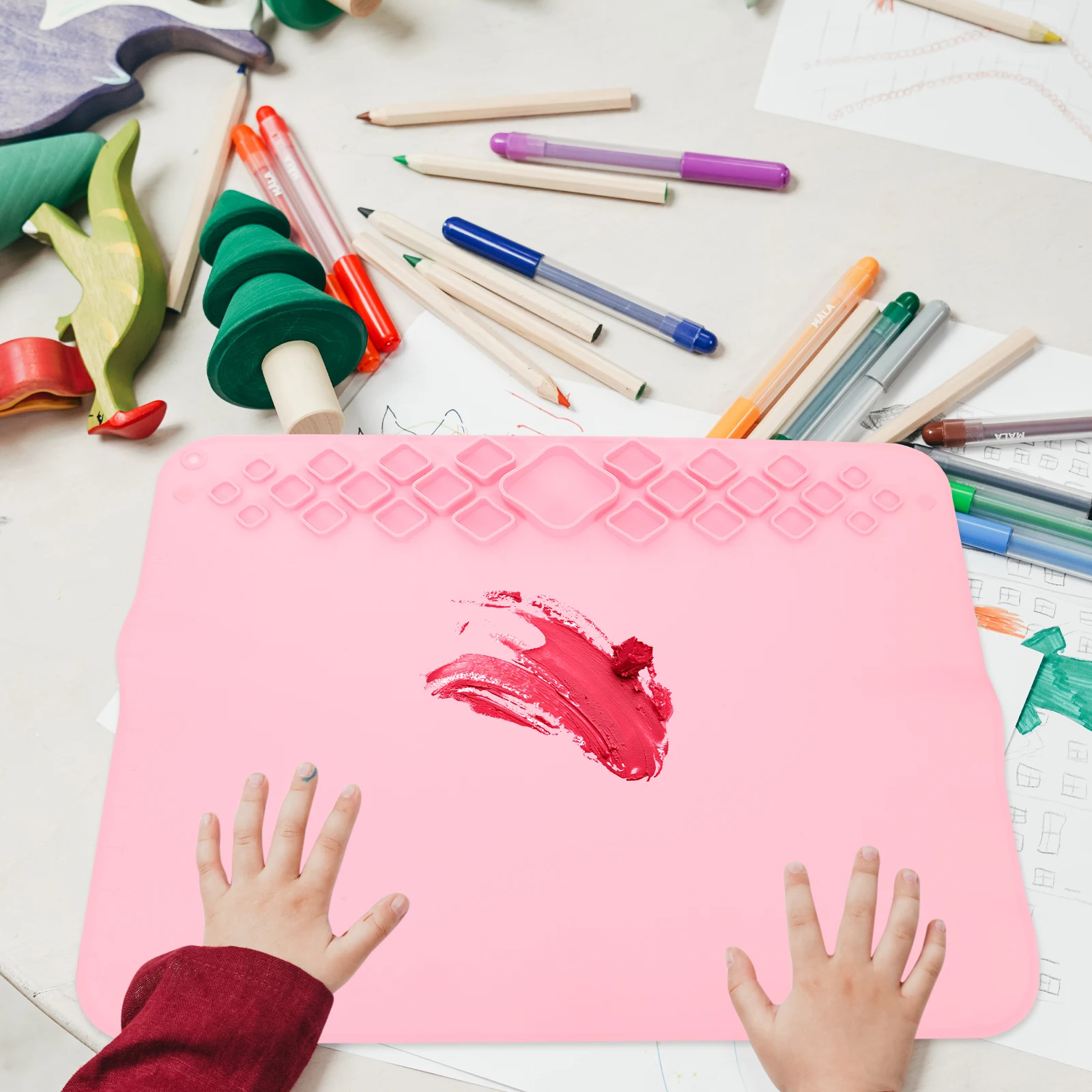 

Silicone Painting Mat Non-Stick Craft Mat For Diy Resin Clay Art Kids Students Foldable Lightweight Portable Tabletop