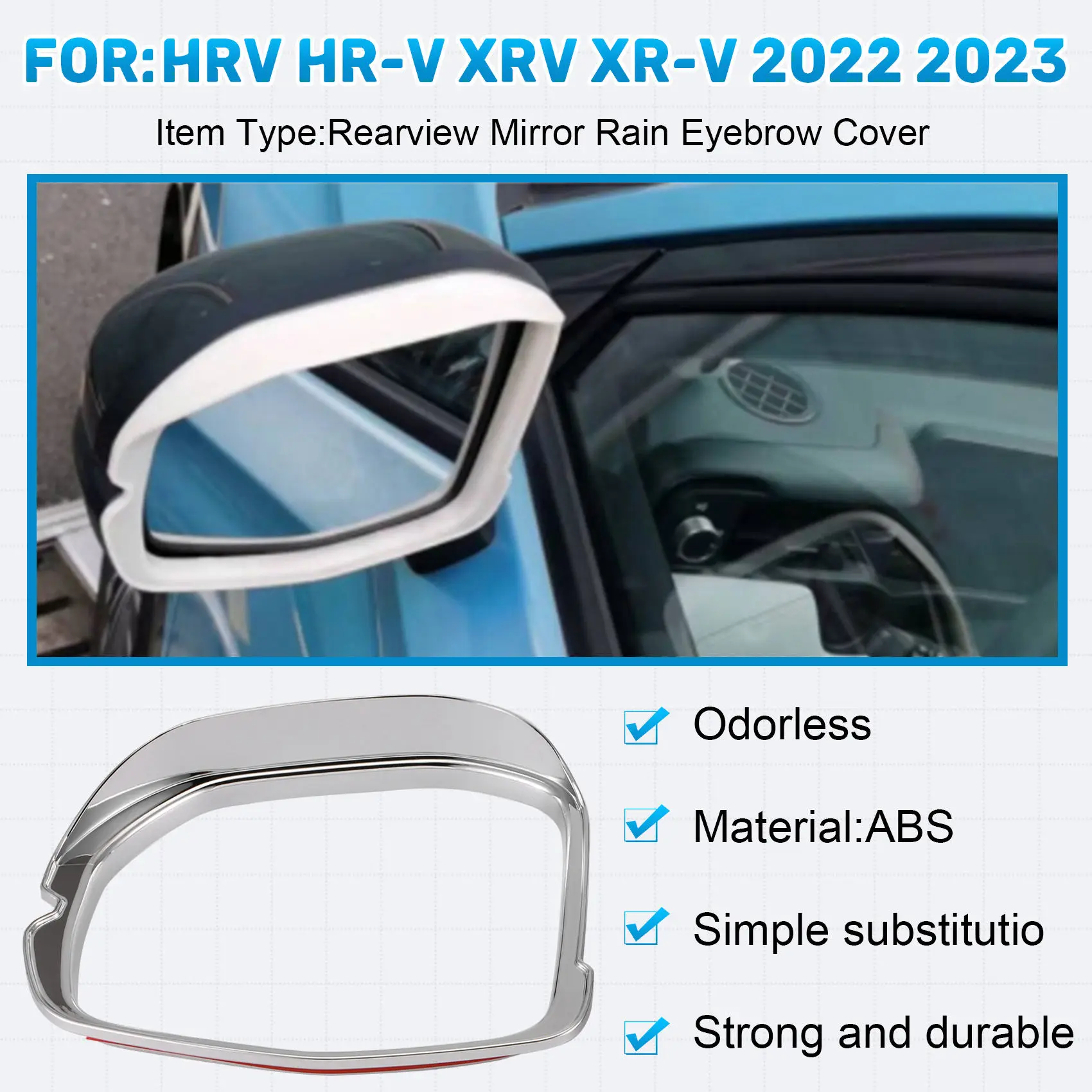 

L10A Car Styling Rearview Mirror Eyebrow Cover Trim Rain Shade Cover For Honda HRV HR-V XRV XR-V 2022 2023