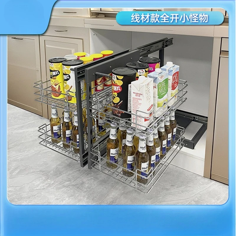 Corner basket Little monster basket Kitchen cabinets all pulled out Corner rack Damping buffer