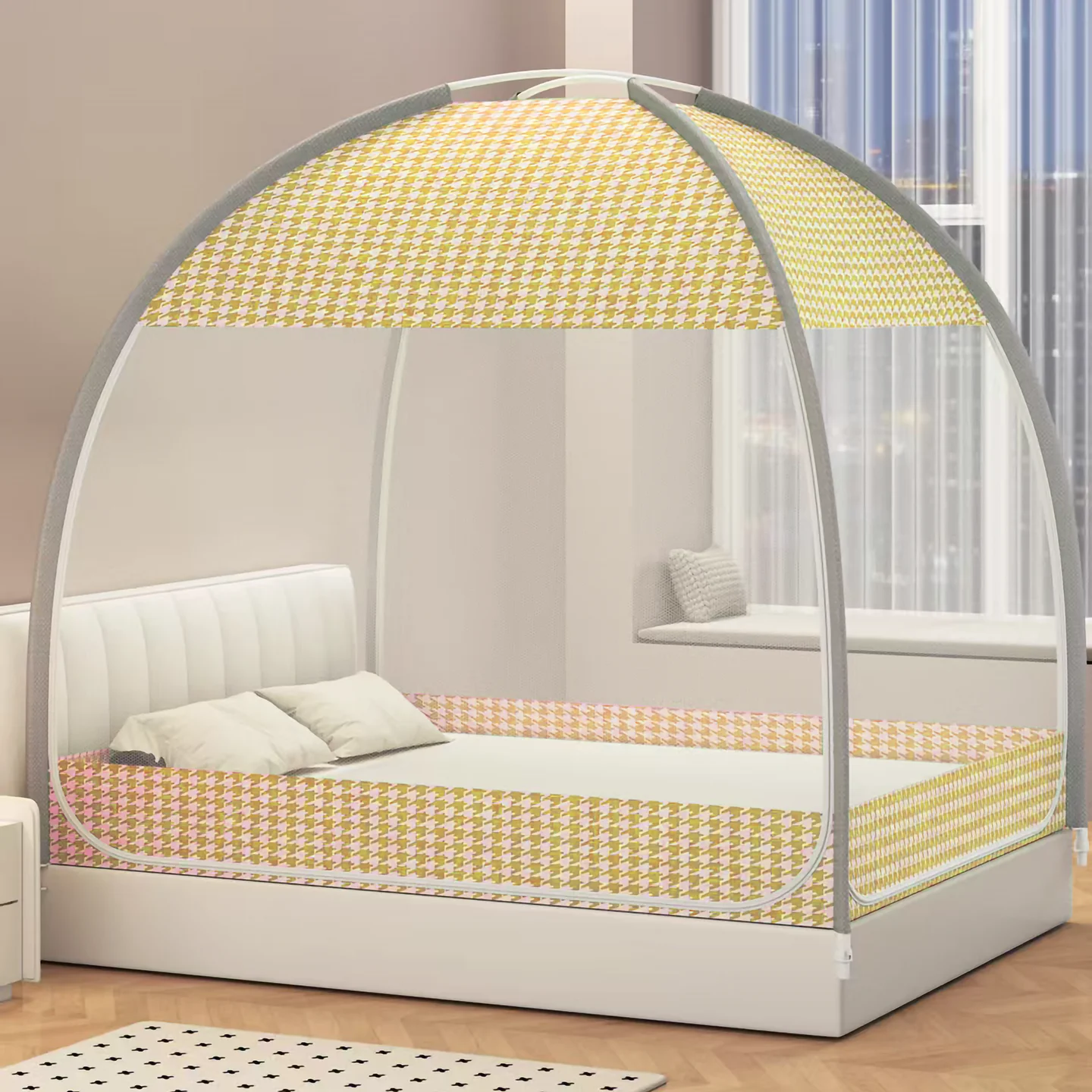 Large Space 2 Door with No Installation of Magic Mosquito Nets Top-Level Sunshade Cloth Mosquito Nets for Bedrooms Dormitories