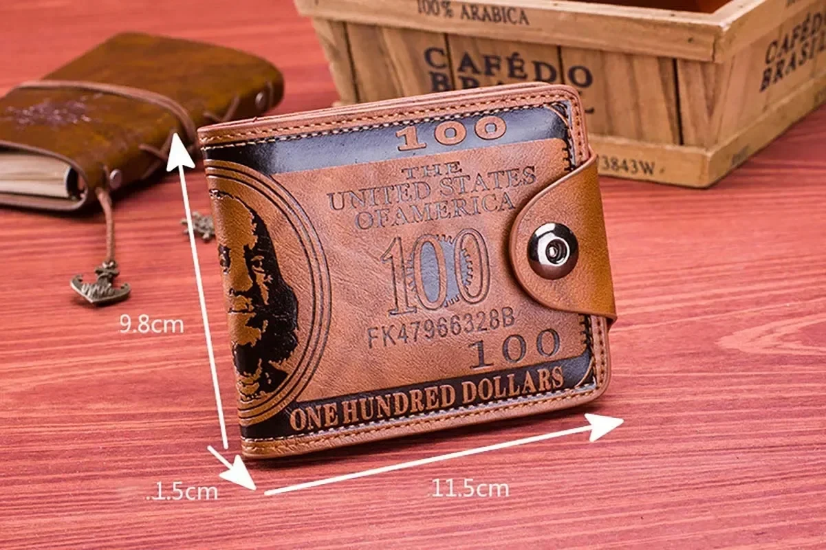 Herren-Geldbörsen mit 100-US-Dollar-Muster, männlicher Fotokartenhalter, Leder-Geldbörse, modische Geldbörse mit großer Kapazität – Detail 6