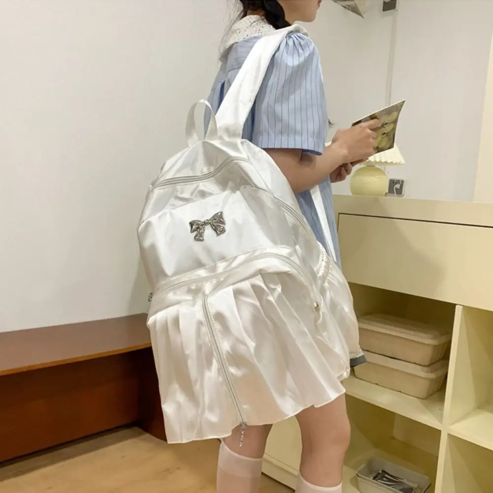 Fashion Large Capacity Transparent Pocket Curtain Backpack Nylon Creative Cotton Doll Itabag Clear Bow Badge Display Ita Bag JK