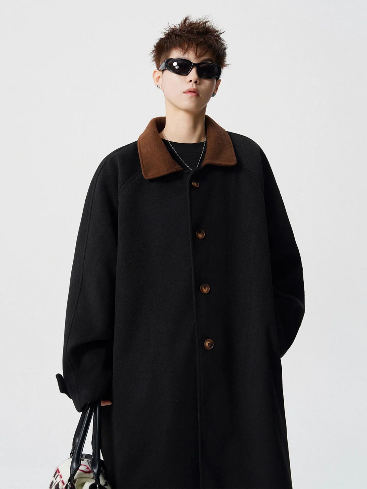 

Korean Sle Men's Woolen Coat Trendy Loose Long Jaet Autumn Winter High End Faion Outerwear Warmth And Sle Polyester F...