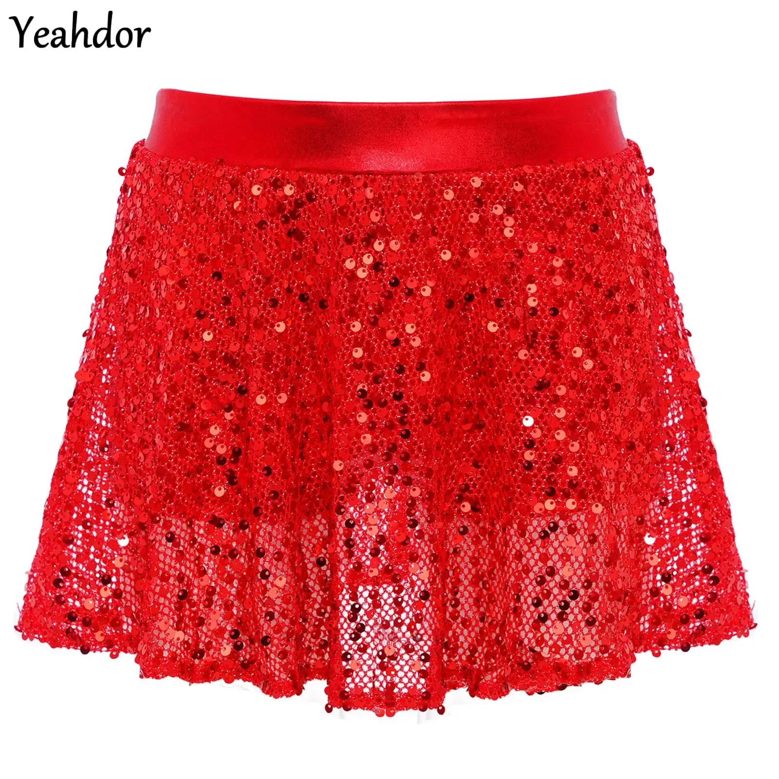 

Детская танцевальная юбка с блестками для девочек, брюки-кюлоты с эластичной резинкой на талии, металлические шорты, балетная юбка-пачка, выступление на день рождения