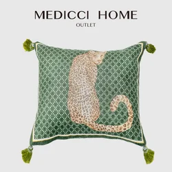 Medicci Home Retro Green Main Tone fodera per cuscino decorativo Oriental Art Floral Bird Print federa per cuscino in velluto per divano letto