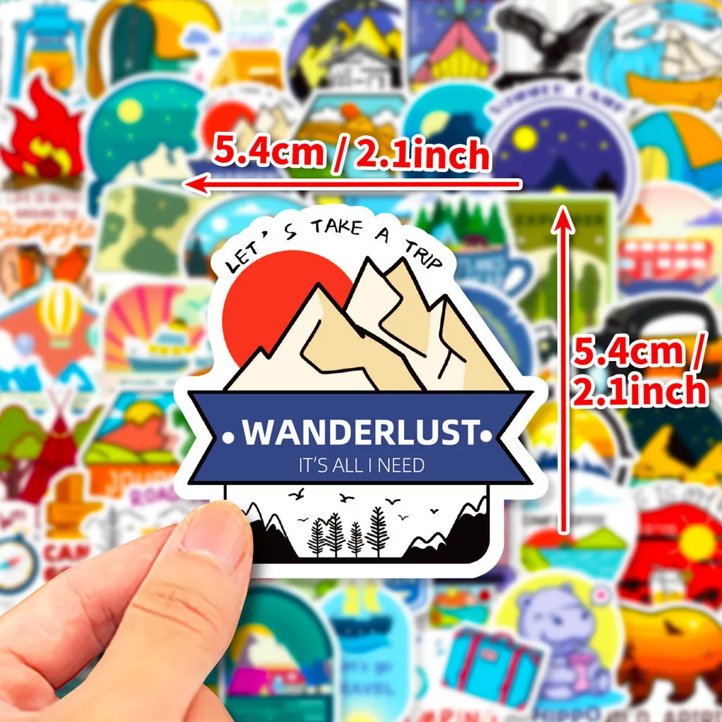 50개 야외 캠핑 및 탐험 방수 그래피티 스티커 헬멧 자전거 핸드 어카운트용 블링블링스티커스 스토어