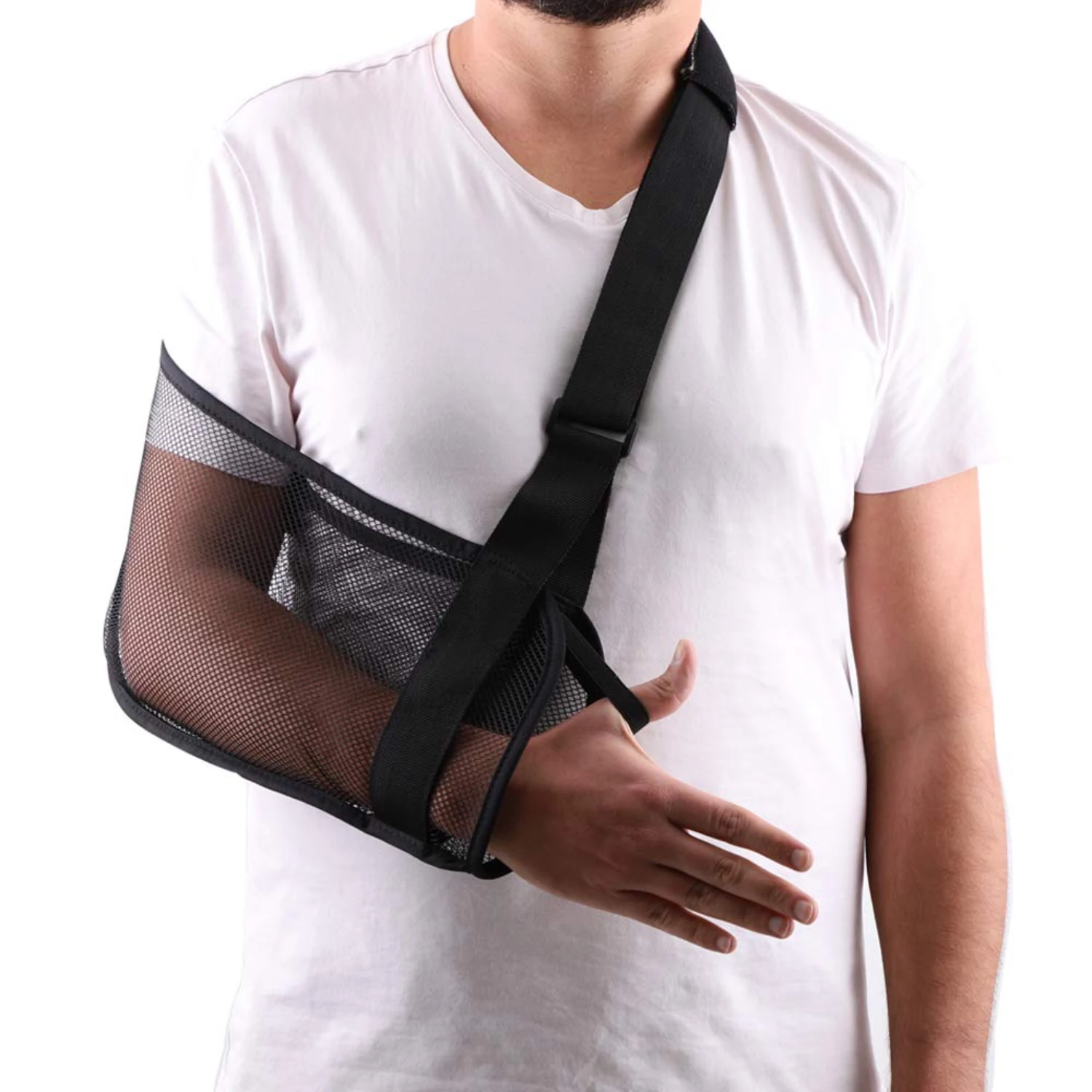 Black Mesh Arm Shoulder Sling - Comfortable and Supportive Arm Brace for Men and Women After Rotator Cuff Surgery - Ideal Choice