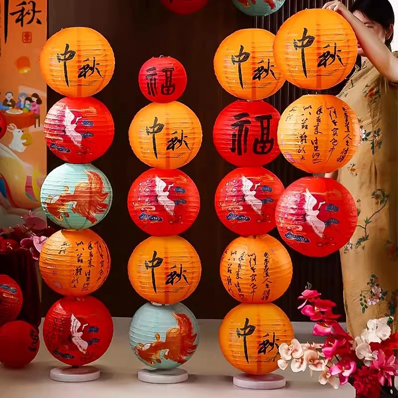 Lantern Mid Autumn Festival New Year 2025 Decoration Japanese Lantern Paper Lanterns Christmas Decor Wall Hanging Decor