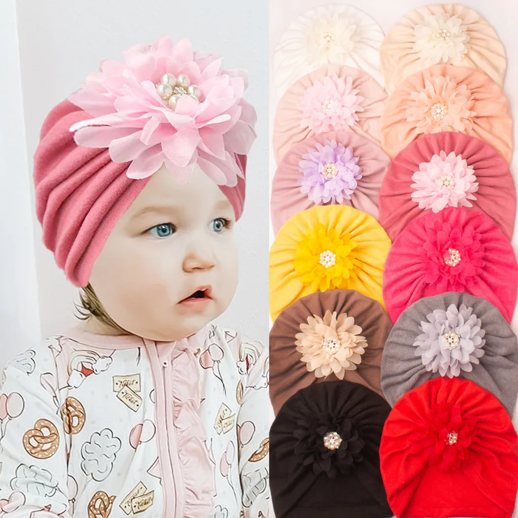 

12 Colors Lovely Flower Baby Hat Cute Solid Color Baby Girls Boys Hat Turban Soft Newborn Infant Cap Beanies Head Wraps