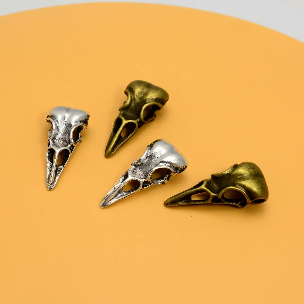 5pcs/Lots 10x14x32mm Punk Skull Head Halloween Charms Sharp-Mouthed Bird Beak Pendants For DIY Earring Jewelry Making Supplies