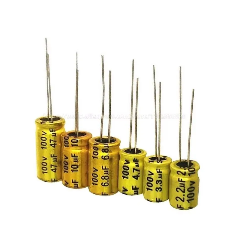 10PCS 100V 1.5UF 2.2UF 3.3UF 4.7UF 6.8UF 10UF 15/22/33/47UF NP 8x12mm Frequency Division Electrodeless NP Electrolytic Capacitor