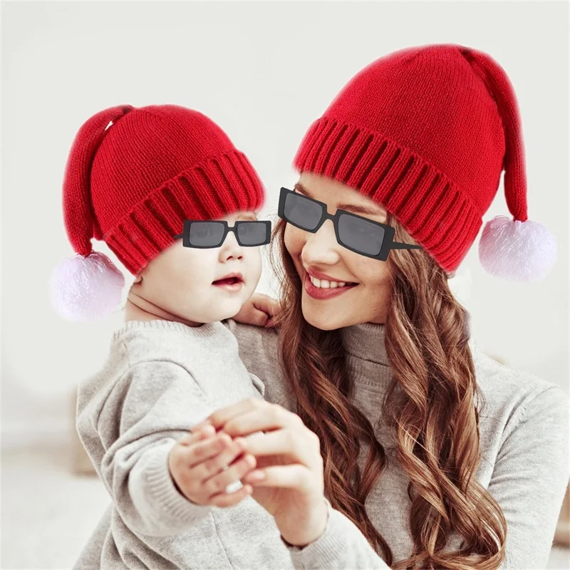 

Suefunskry родитель-ребенок рождественские шапки зимние стандартные Семейные облегающие шапки для взрослых и малышей