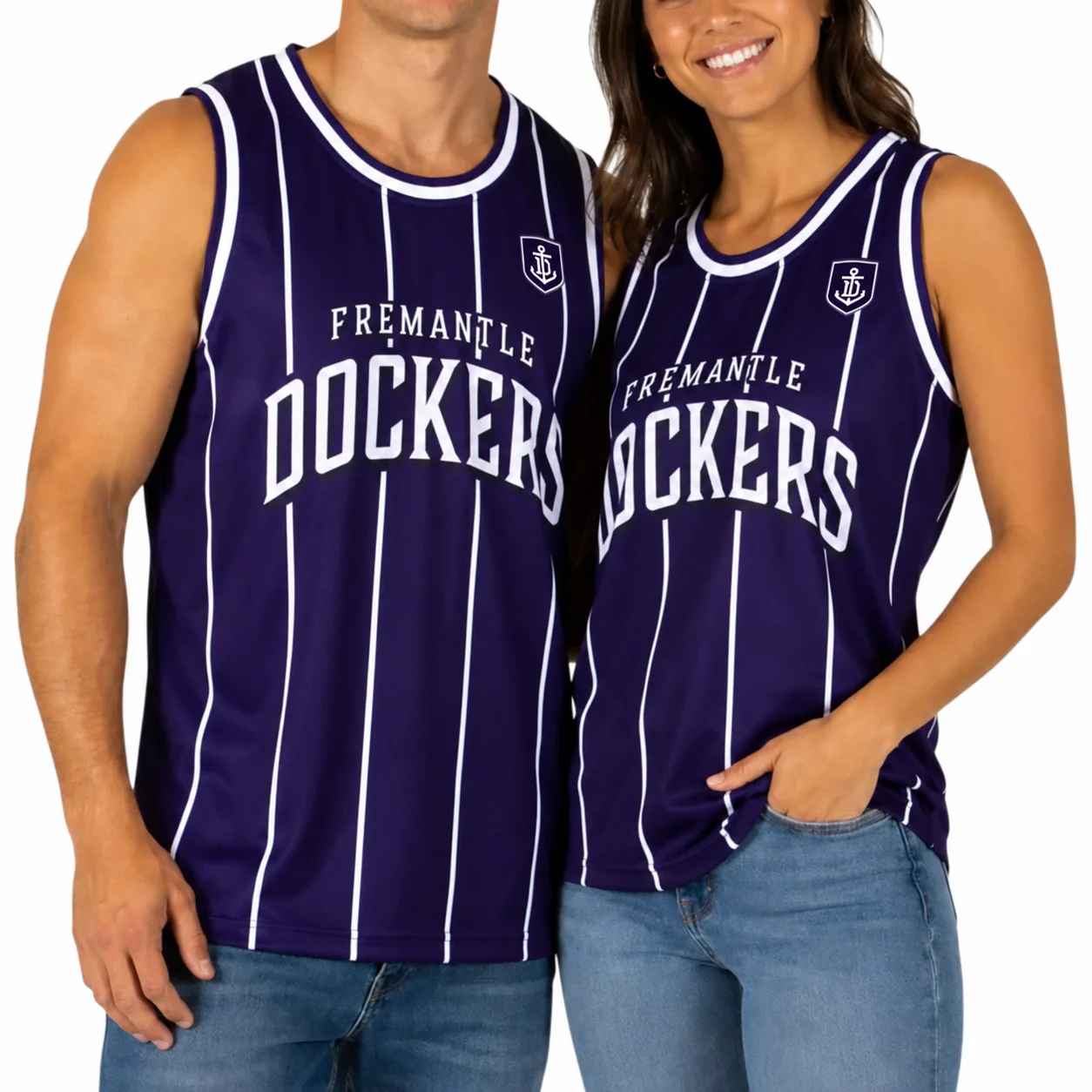 Fremantle Dockers Purple Australian Football Jersey Men Sleeveless Striped Sports Training Tank Top Fan Shirt