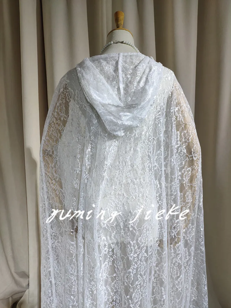 Wedding Cloak, Full Lace Bridal Cape With Hood, Wedding Cape