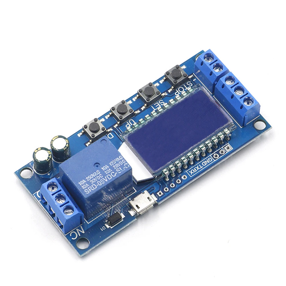 Time Delay Relay Module with Backlit LCD Screen Supporting 6V to 30V Input for Cyclic Timing Switch Applications