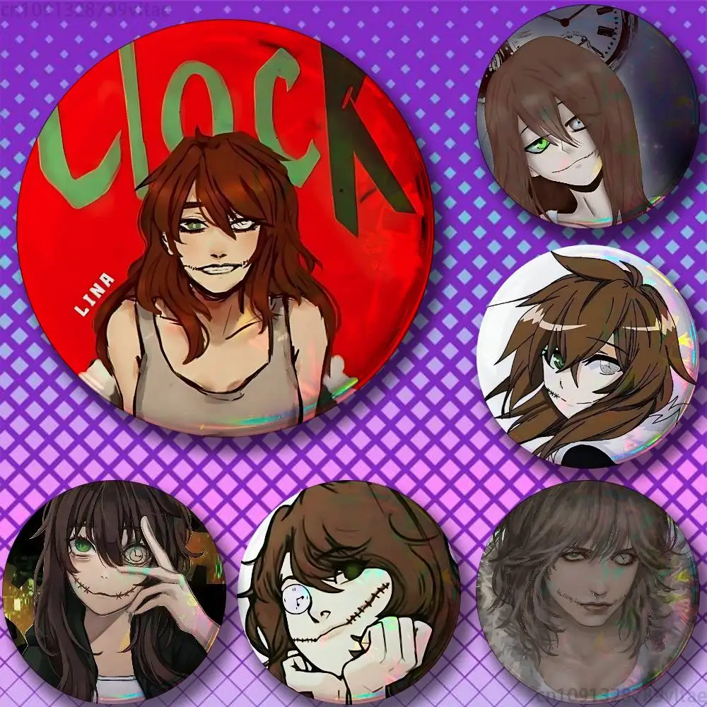 C-Creepypasta Clockwork 25mm 75mm 44mm 58mm 32m Coin Badges Personalized Handmade Round Brooches Pins Accessory