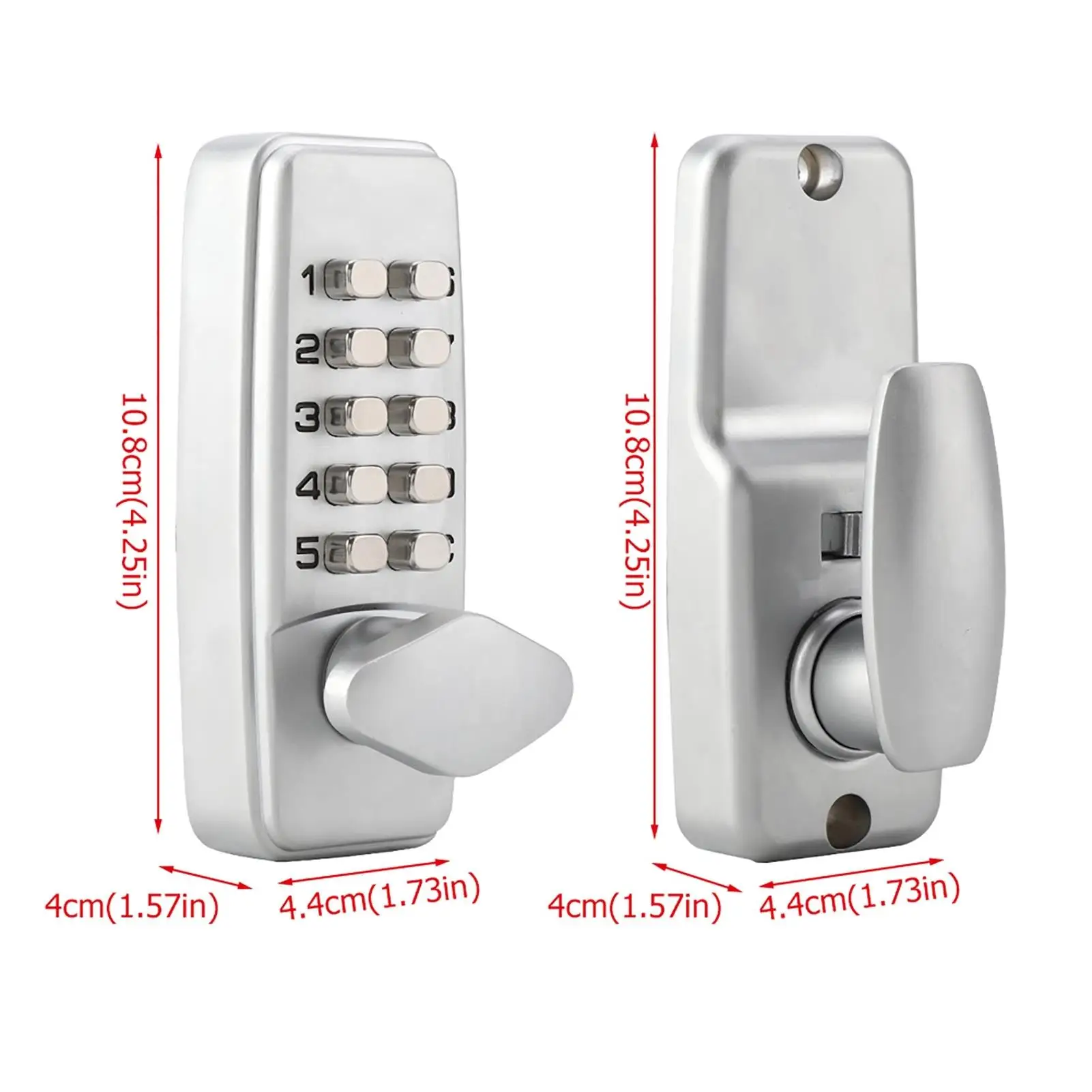 Waterproof Metal Mechanical Code Lock - 2-8 Digit Antirust Door Lock with Interchangeable Handle for home & Apartment