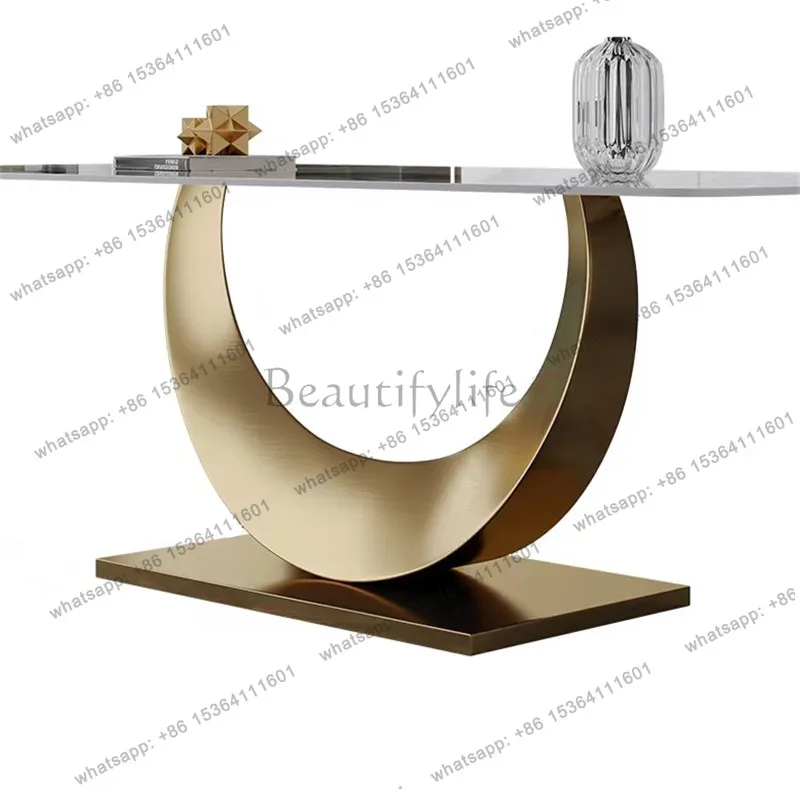 New Italian light luxury bright Pandora rock slab dining table modern home
