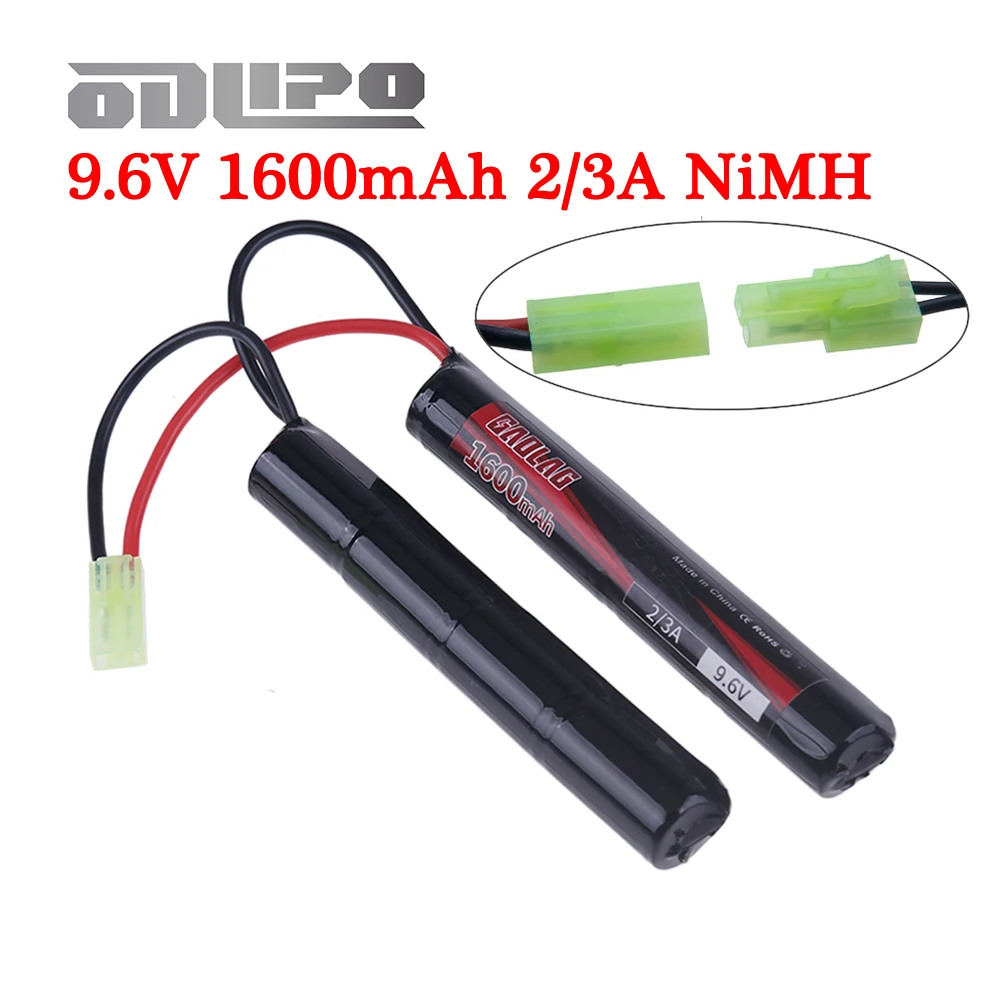 9.6V 1600mAh Butterfly Nunchuck NIMH Battery Pack Compatible with Mini Tamiya Airsoft Guns M4, G36, M110, SR25, M249, M240B