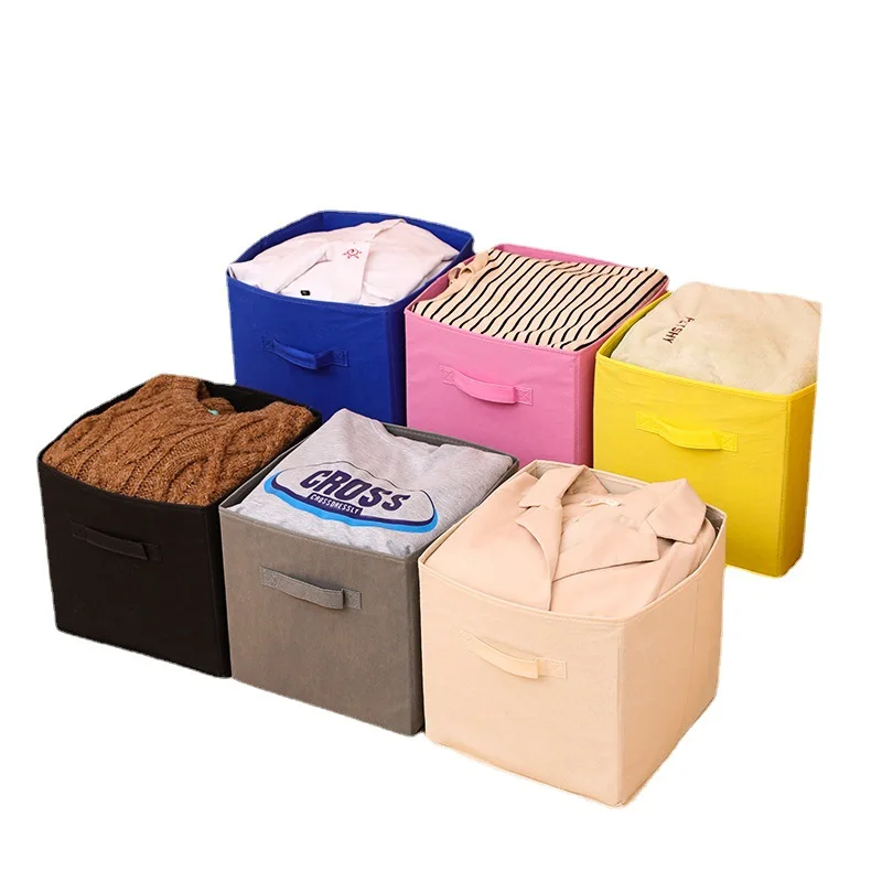 

1pcs Washable Cotton Linen Fabric Folding CD Storage Box Foldable Bins Toys Organizer With Lid Storage Basket Laundry Basket