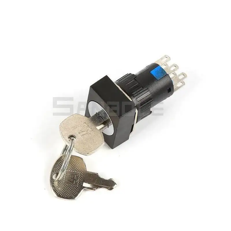 الفضة الاتصال LA16J-22Y/3 البلاستيك زر التبديل 220 V/24 V 3 موقف قفل التحكم زر مع مفتاح 16 مللي متر 2NC 2NO