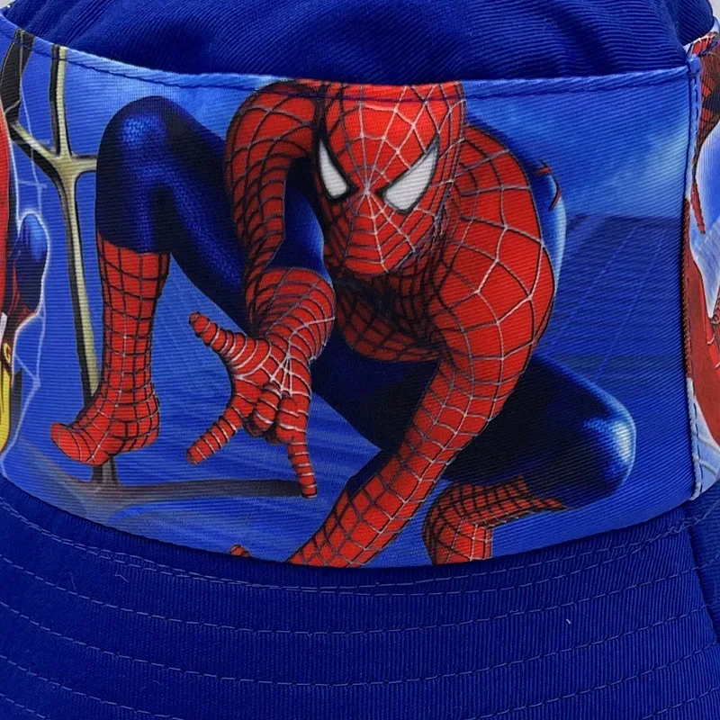 Disney Kids Caps Cartoon Spider Bucket Hats for Boys Girls Fashion Outdoor Sunscreen Fisherman Caps Children Accessories