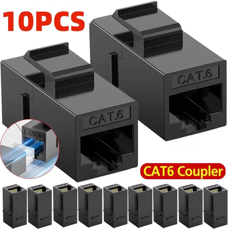 2-10pcs RJ45 Connector Cat 6 Ethernet Network Cable Extender Keystone Adapter RJ45 Female To Female Insert CAT6 Keystone Coupler