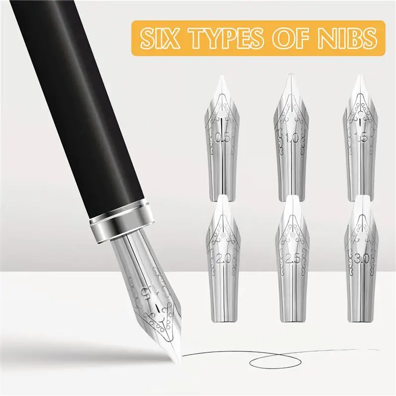 30 Pcs Flex Nib Fountain Pen Calligraphy Nibs Set Stainless Steel Pen Nibs Replacements Medium Pens Spare for Students