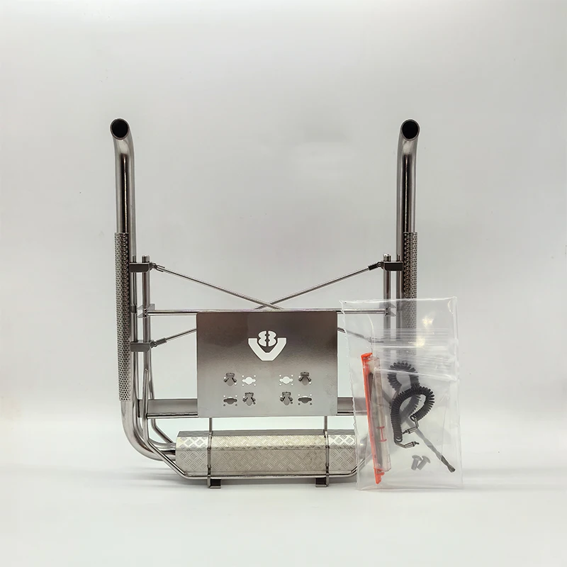 Scaleclub Metal Stainless Steel V8 Exhaust European Style for 1/14 Tamiya RC Truck Trailer for Scania for Benz DIY Part
