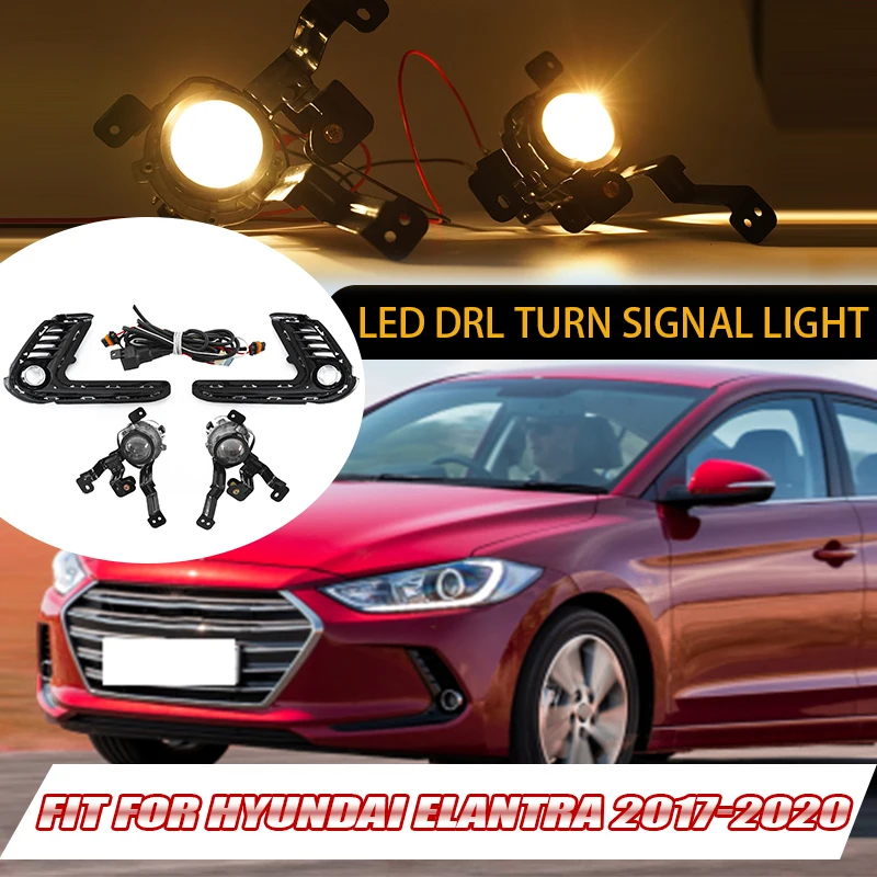 

Fog Lights LED Daytime Running Turn Signal Light Daytime Running Car Front Bumper For Hyundai Elantra 2016 2017 2018