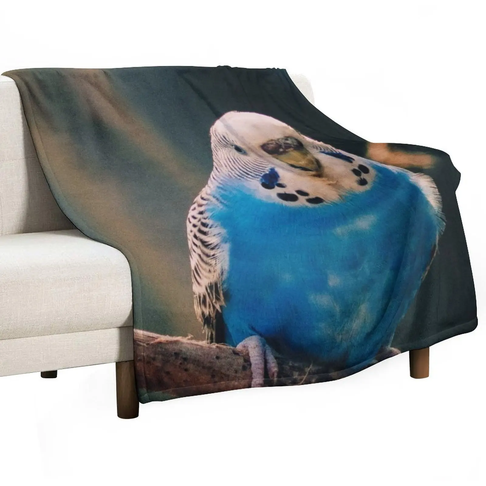 

Blue Budgie Photo Throw Blanket Retros Soft Plaid Blankets