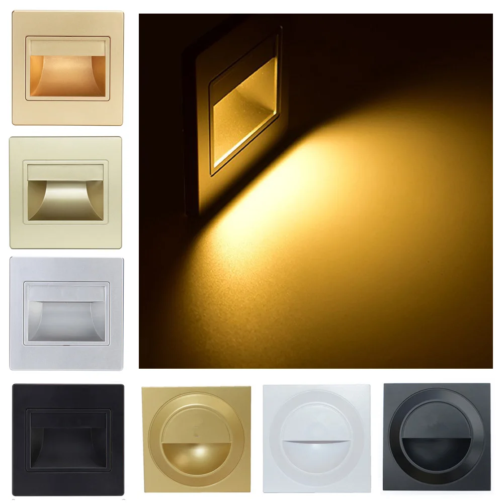 Recessed In Led Stair Light 85-265V Wall Sconce Lighting Step Stairway Aisle Lamps Warm Cool White Basement Passage Footlights