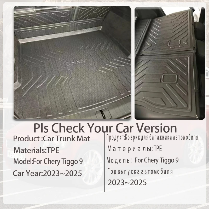 Car Rear Trunk Mats For Chery Tiggo 9 2023 2024 2025 5seat 7seat Waterproof Boot Carpet TPE Storage Pads Covers Auto Accessories