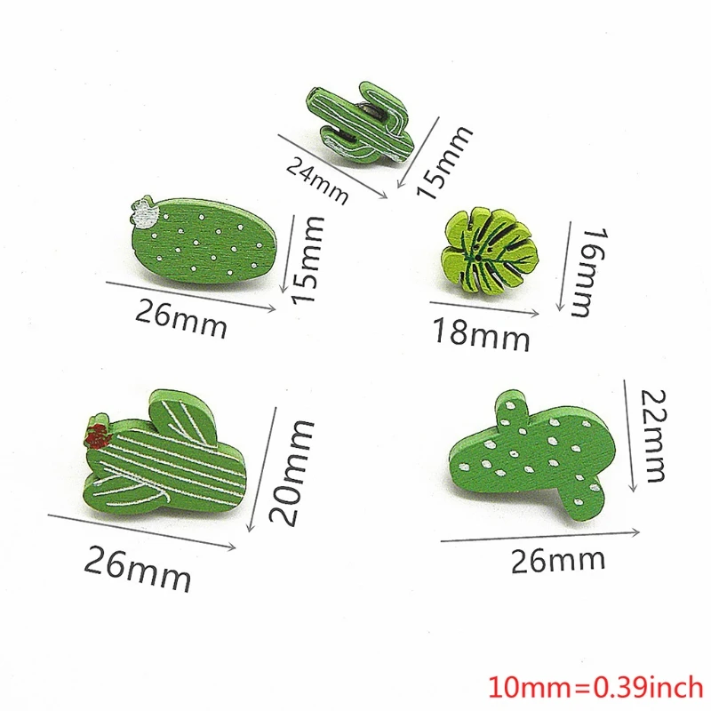 30 Stuks Cartoon Cactus Blad Miniaturen Muurkaarten Duwpennen Stalen Punaise Voor Foto 'S Kaarten Bulletin Kurk Boards Marker