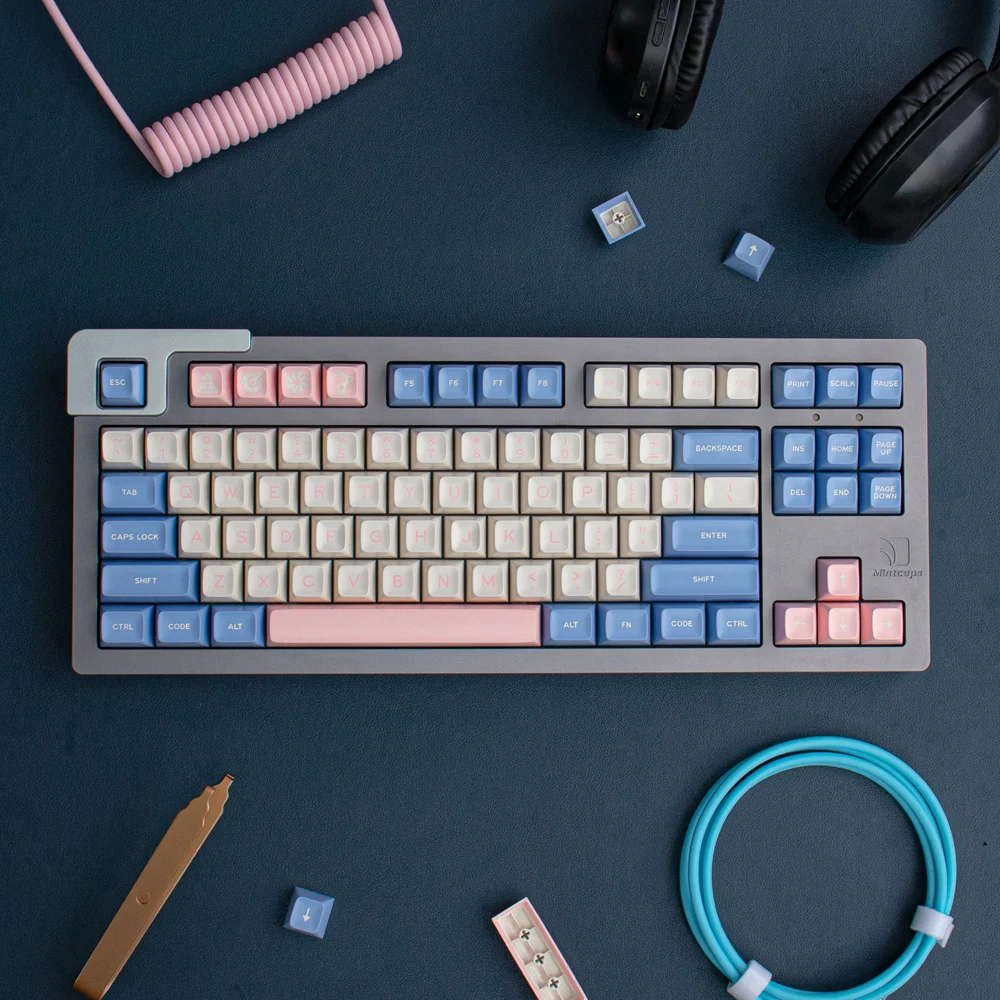 Keycap bubble blue pink SA height full set 237 keys two-color molding for mechanical keyboard 75/98