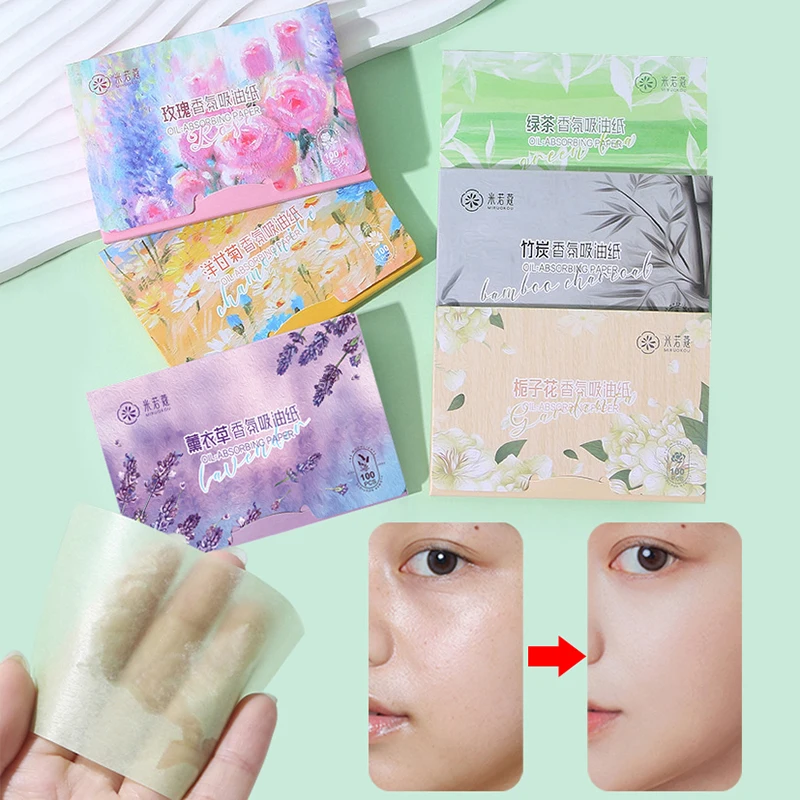 100Pcs Face Oil Blotting Paper Protable Face Wipes Facial Cleanser Oil Control Oil-absorbing Sheets Blotting Tissue Makeup Tools