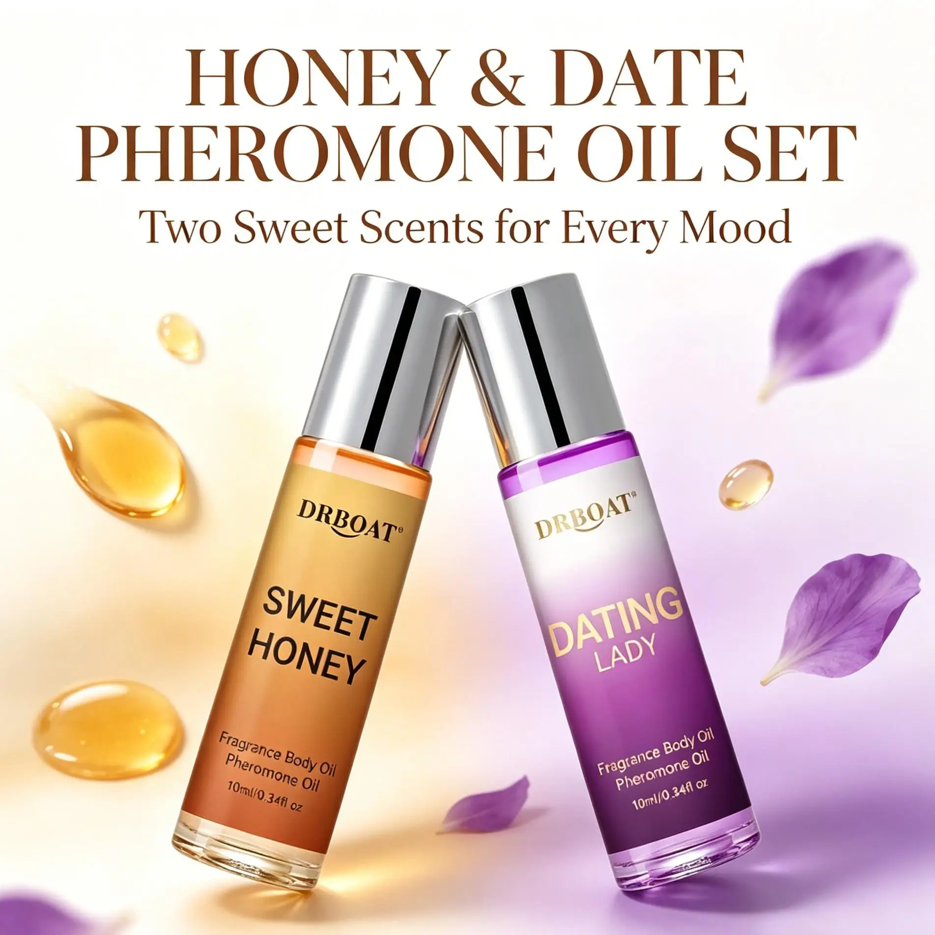 Honey OUD Pheromone Oil - Sweet OUD and Roll On Subtle Perfume Oil, Honey Oud & Date | Romantic Everyday Scent | Long-Lasting