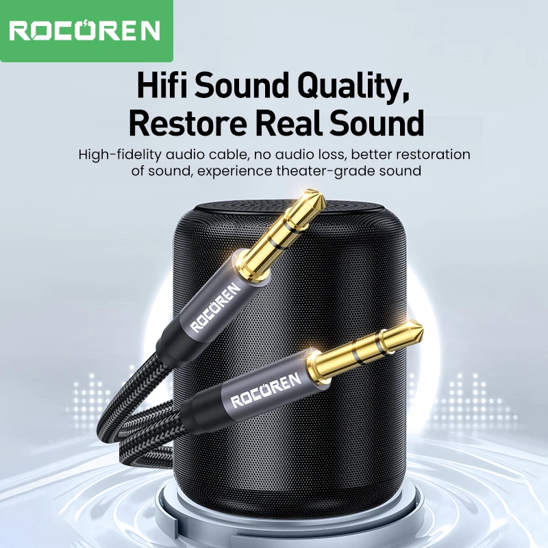 Rocoren Audio Cable 3.5 mm Jack Male to Male Aux Cable For Phone Headphone Car MP3 Speaker Computer 3.5mm Jack Aux Wire Cord 5M