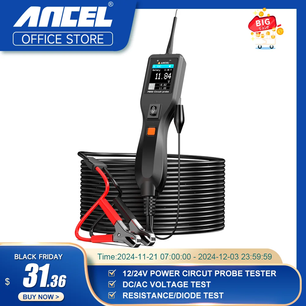 Ancel-電気回路テスター,電圧テスト用のプローブペン,電源プローブキット,自動バッテリー,pb50,12 v,24v