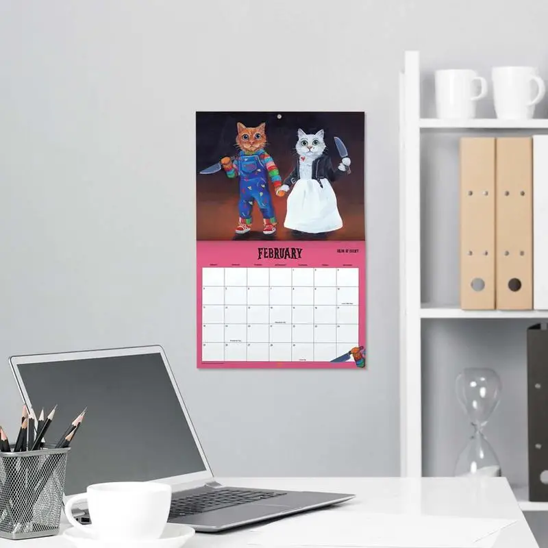 Scaredy Cats 2024 Monthly Calendar, Horror Movie Cat Parody 12-Month Wall Calendar For Planning Organizing And Daily Scheduler