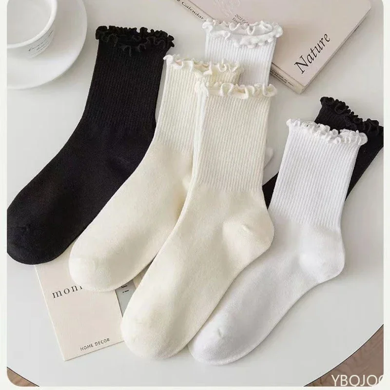 3 pairs of lace socks  mid tube socks summer thin design sweat absorbing odor proof women's socks