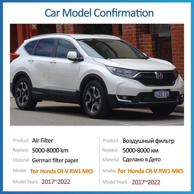 for Honda CR-V CRV RW RT MK5 Gen5 2017 2018 2019 2020 2021 2022 17220-5AA-A00 Air Filter Intake Engine Grid Accessories Parts