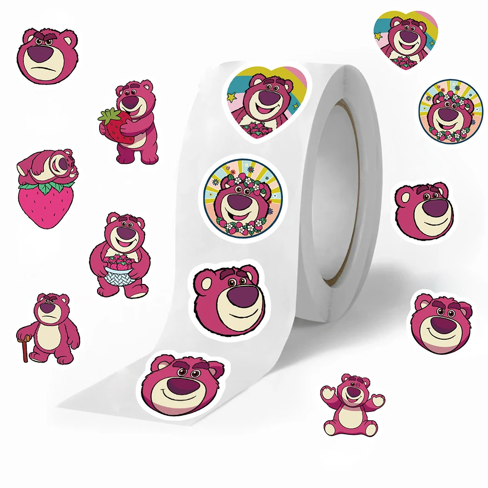 500pcs/Roll Kawaii Disney Toy Story Stickers Lotso Bear Cartoon Sealing Labels Cute Anime Decoration Decals Toys Gifts